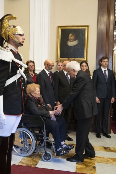 Il Presidente della Repubblica Sergio Mattarella con la Signora Clio alle Esequie di Stato del Presidente Emerito della Repubblica Giorgio Napolitano