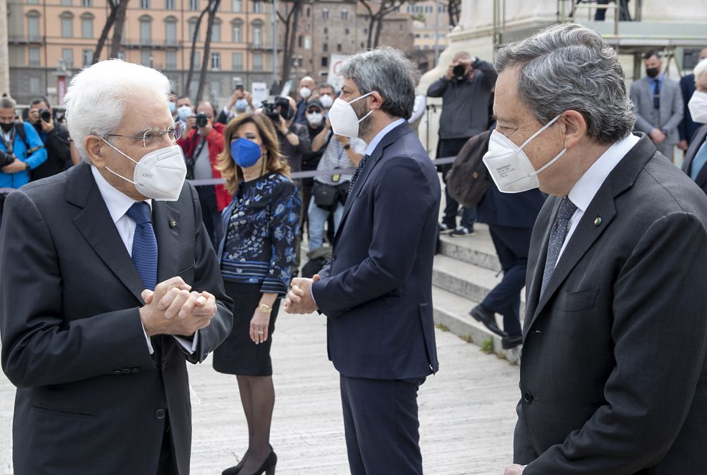 Il Presidente della Repubblica Sergio Mattarella con il Presidente del Consiglio Mario Draghi